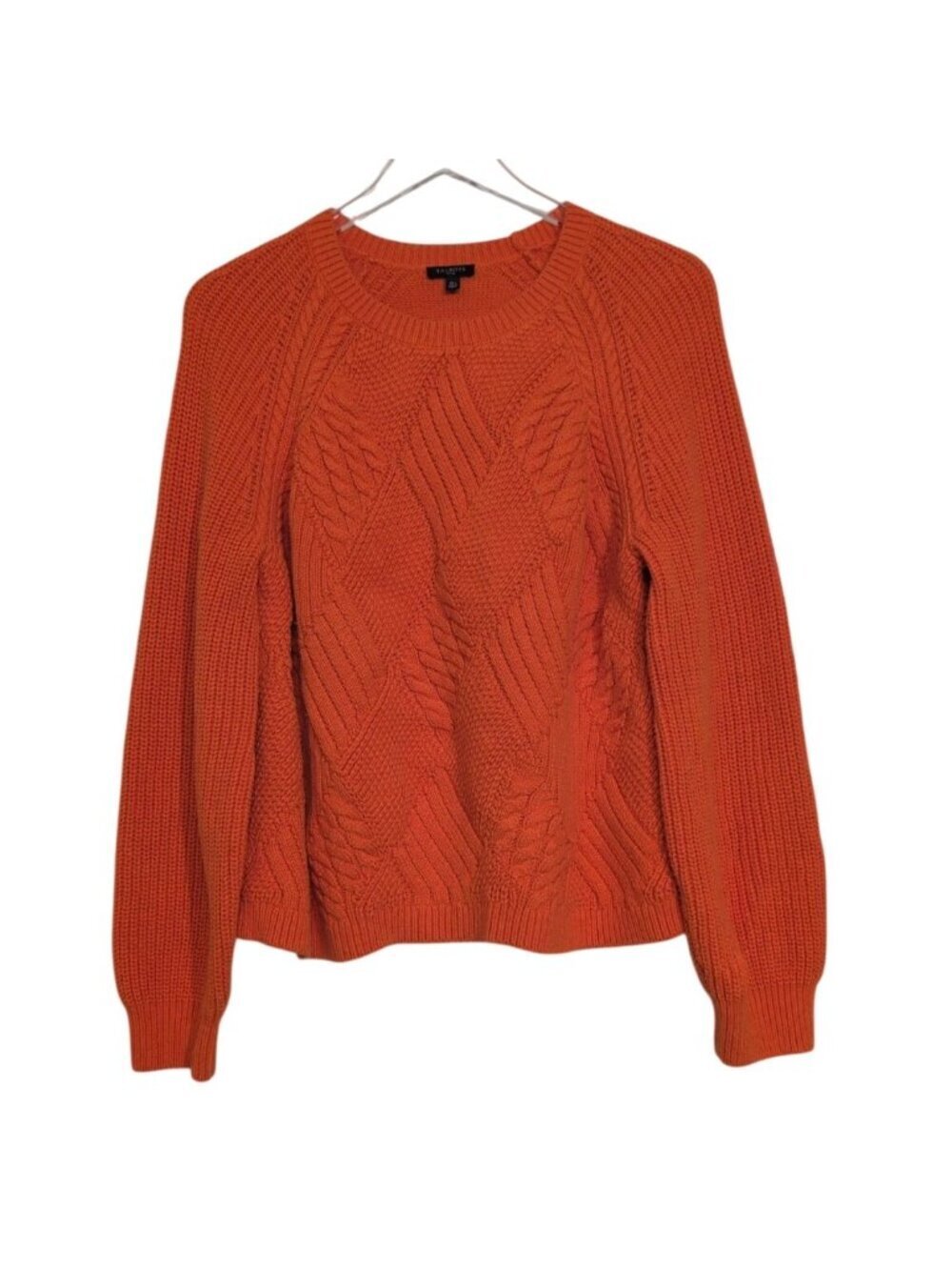 Talbots Knit Sweater Womens Petite Size XL Orange Raglan Crew Neck Long Sleeve